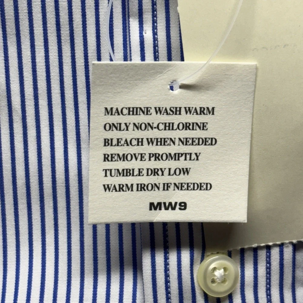 VTG Polo Ralph Lauren Shirt Men's 16.5-34/35 Blue Striped Andrew Long Sleeve NWT